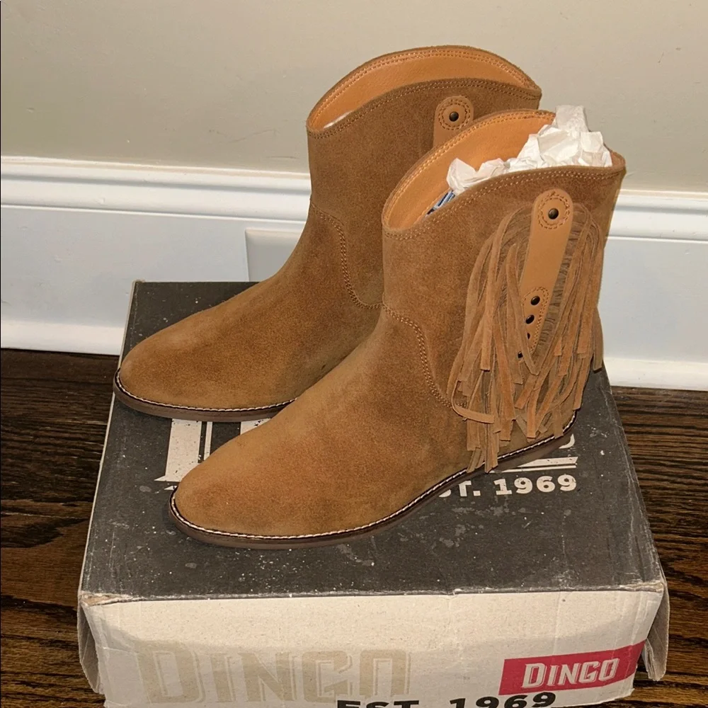 Dingo Kayce Brown Suede Fringe Boots - Picture 1 of 11